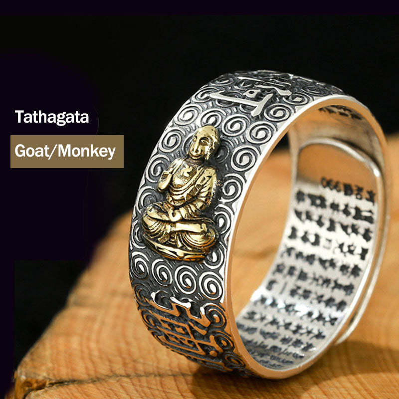 Chinese Zodiac Natal mystic zen Wealth Luck Adjustable Ring
