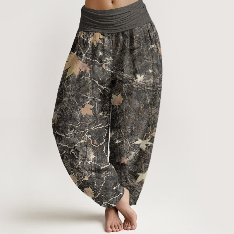 Maple Leaf Pattern Women's Elastic Waist Harem Pants