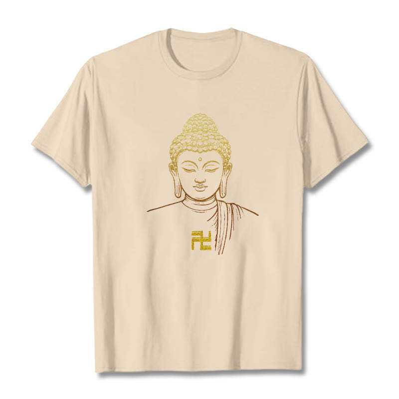 Swastika Pattern Golden mystic zen Cotton Tee T-shirt