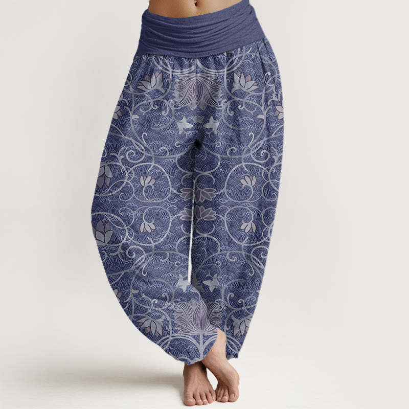 Lotus Pattern Women's Elastic Waist Harem Pants