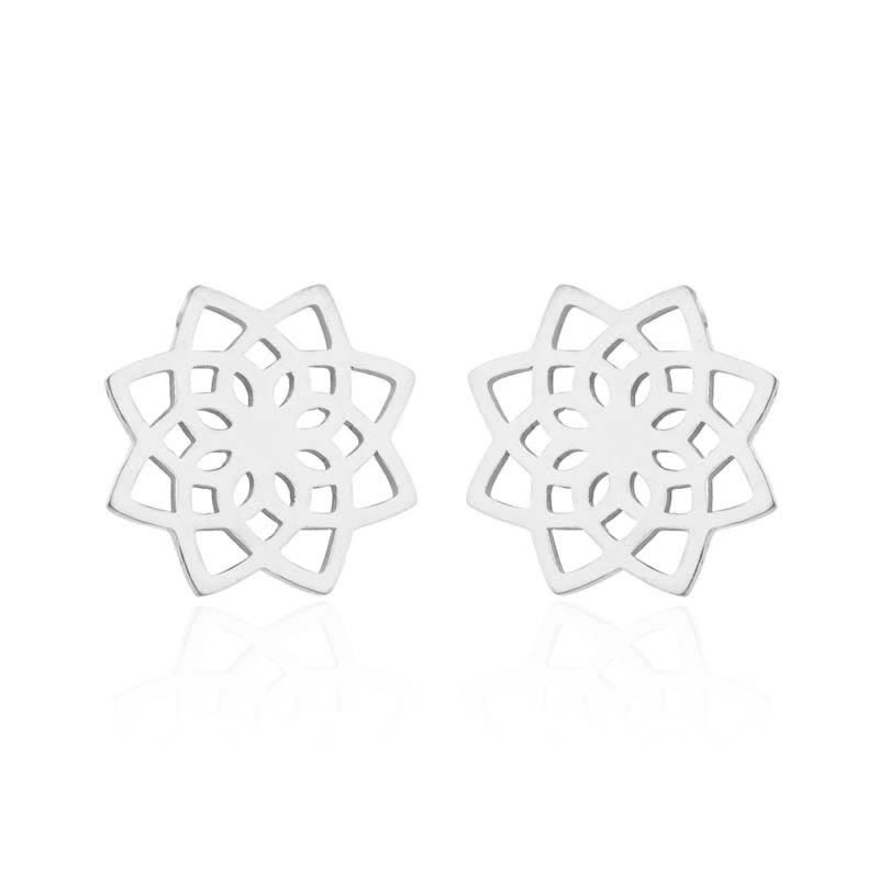 Tibetan Lotus Pattern New Beginning Stud Earrings