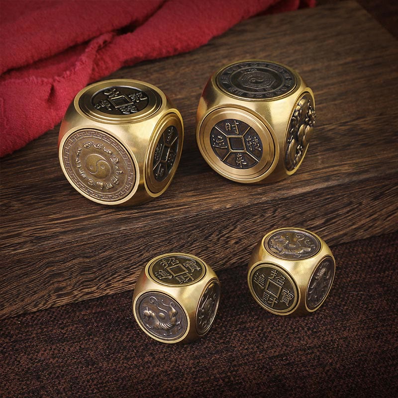 Four Beasts Feng Shui Yin Yang Bagua Copper Coin Harmony Rotatable Decoration