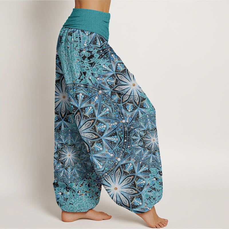 Casual Brightly Overlapping Mandala Pattern Women's Elastic Waist Harem Pants
