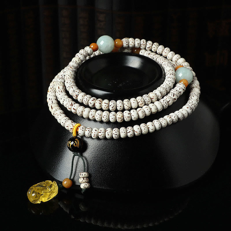 Tibetan Bodhi Seed Amber Agate Wealth Bracelet