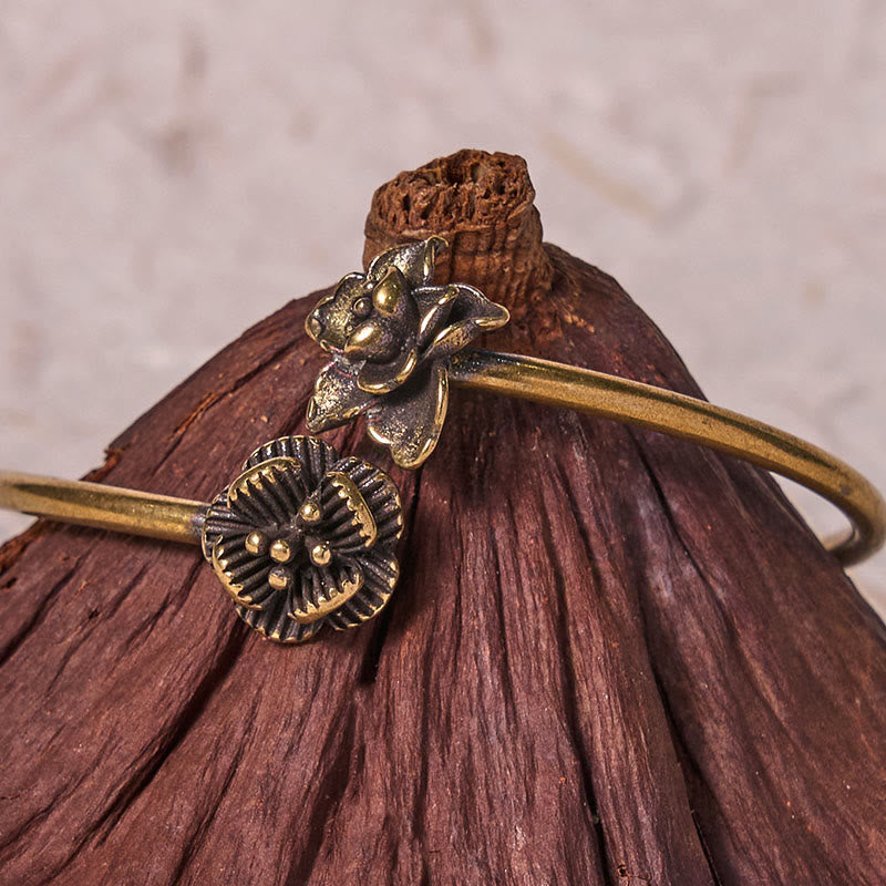 Peach Blossom Copper Brass Healing Bracelet Bangle