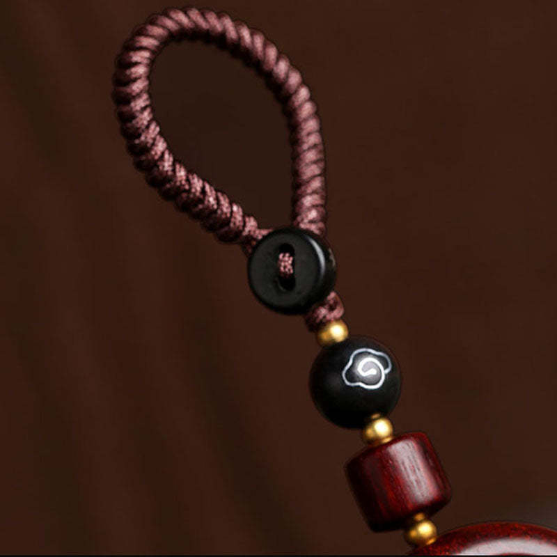 Tibetan Small Leaf Red Sandalwood Ebony Luck Protection Rotation Decoration