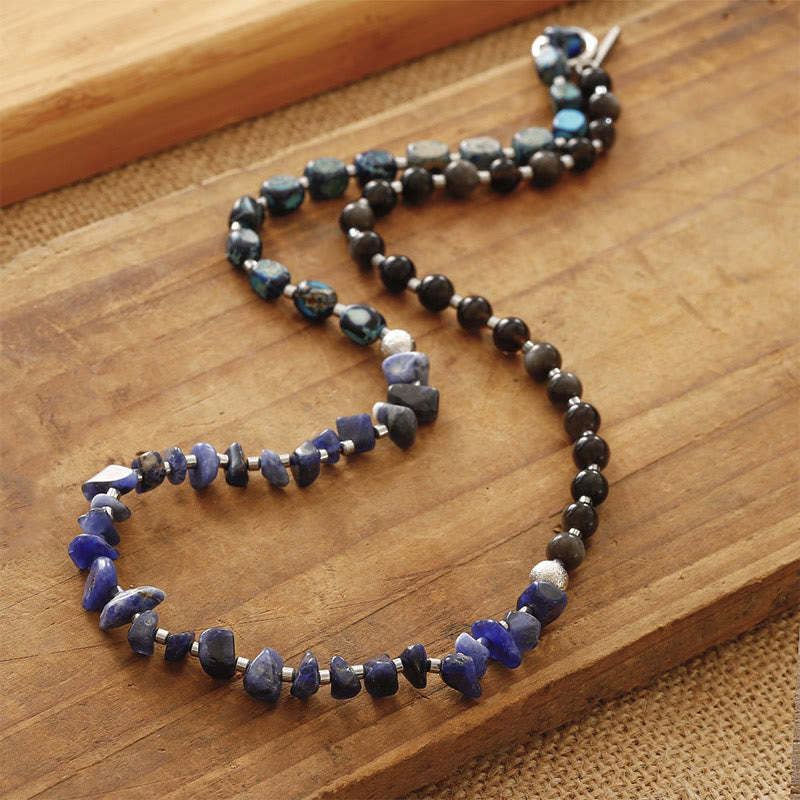 Emperor Stone Sodalite Gold Sheen Obsidian Balance Triple Wrap Bracelet