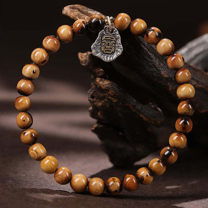 925 Sterling Silver Natural Golden Sea Willow Zakiram Goddess of Wealth Lucky fortune Fu Character Success Bracelet
