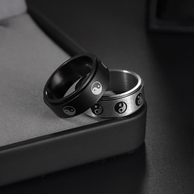 Yin Yang Titanium Steel Balance Rotatable Ring