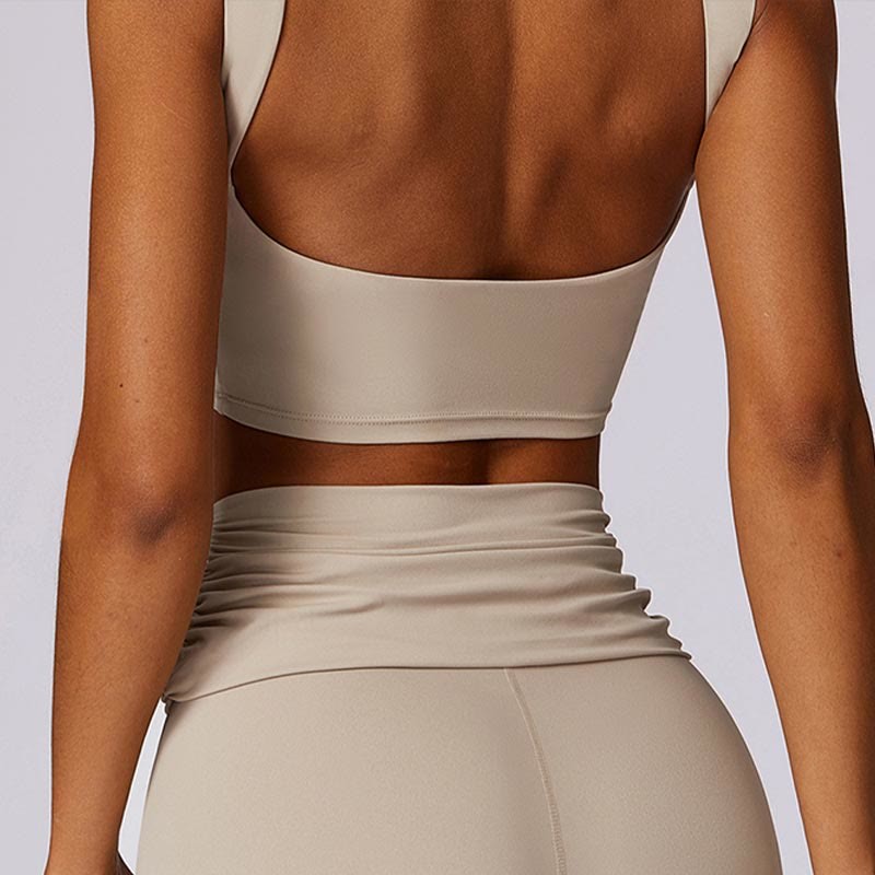 Sleeveless Backless Strap Tank Top Bra Flared Pants Sports Fitness Yoga