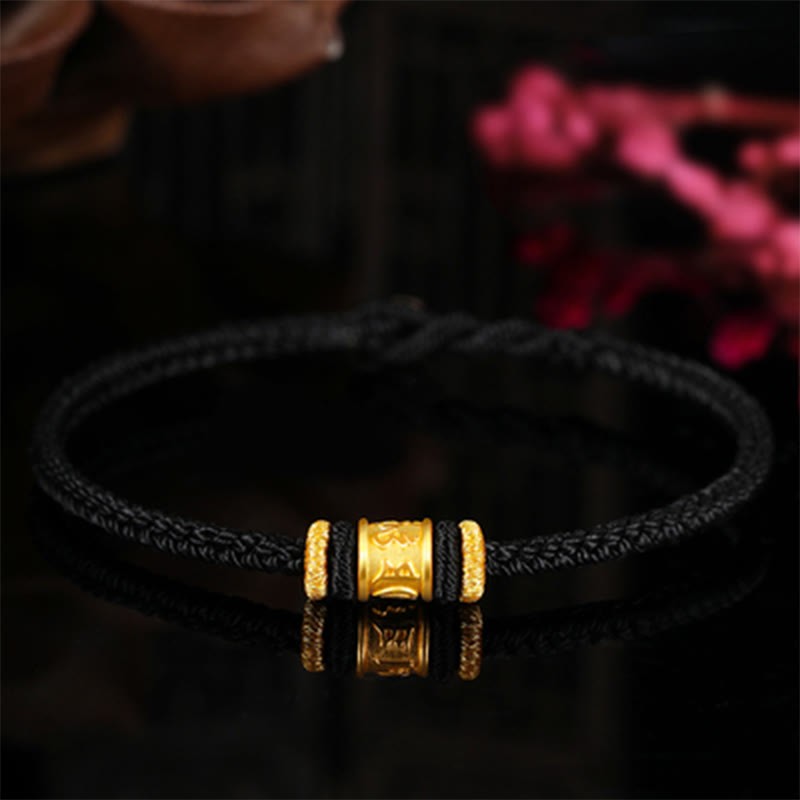 Tibet 999 Gold Om Mani Padme Hum Engraved Protection?Lucky Bead Bracelet