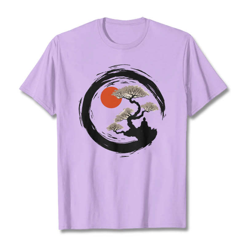 Red Sun Pine Zen Circle Meditation mystic zen Tee T-shirt