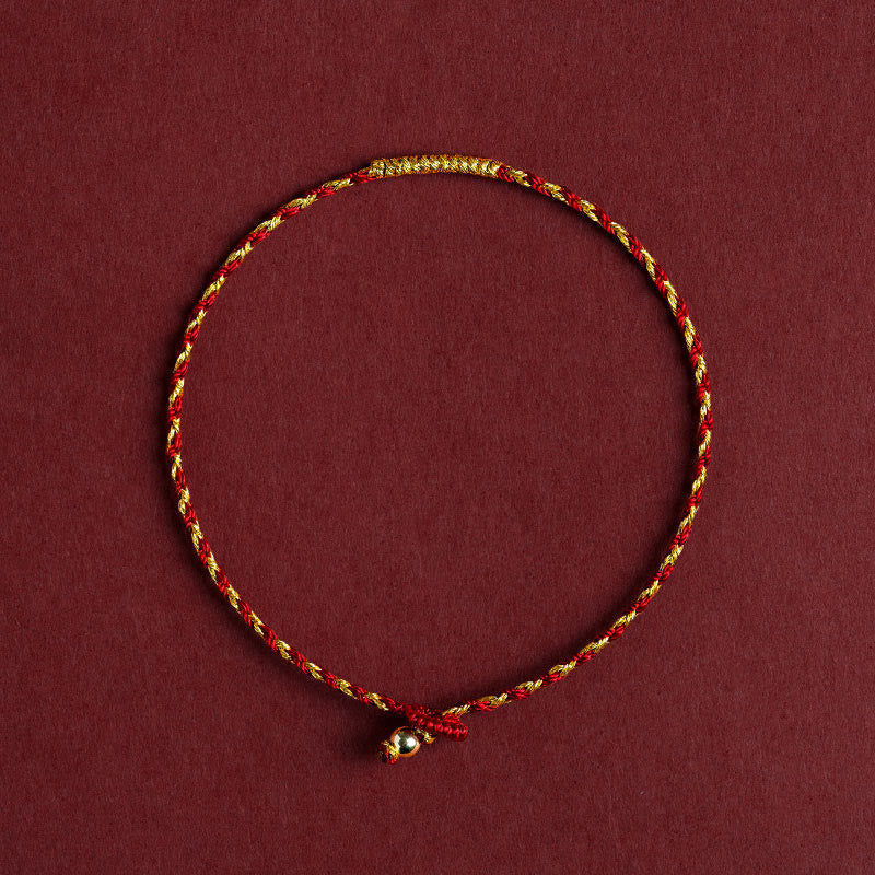 14K Gold Plated Handmade Red Gold Rope King Kong Knot Braided Luck Bracelet