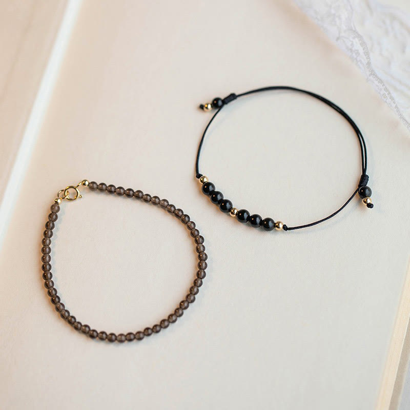 Smoky Quartz Black Obsidian Ultra-thin Beads Success Bracelet