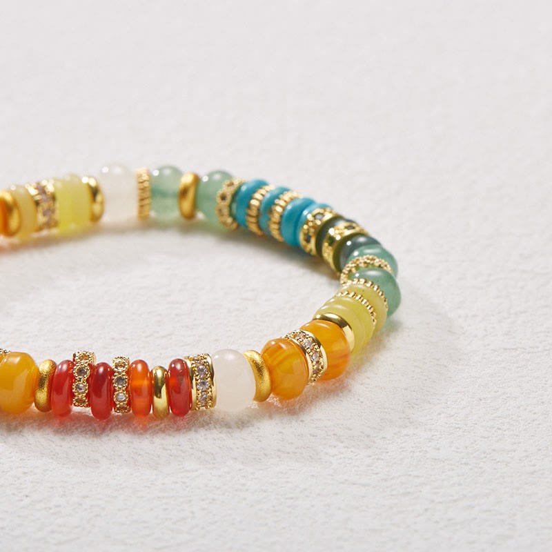 Natural Red Agate Jade Rainbow Confidence Bracelet