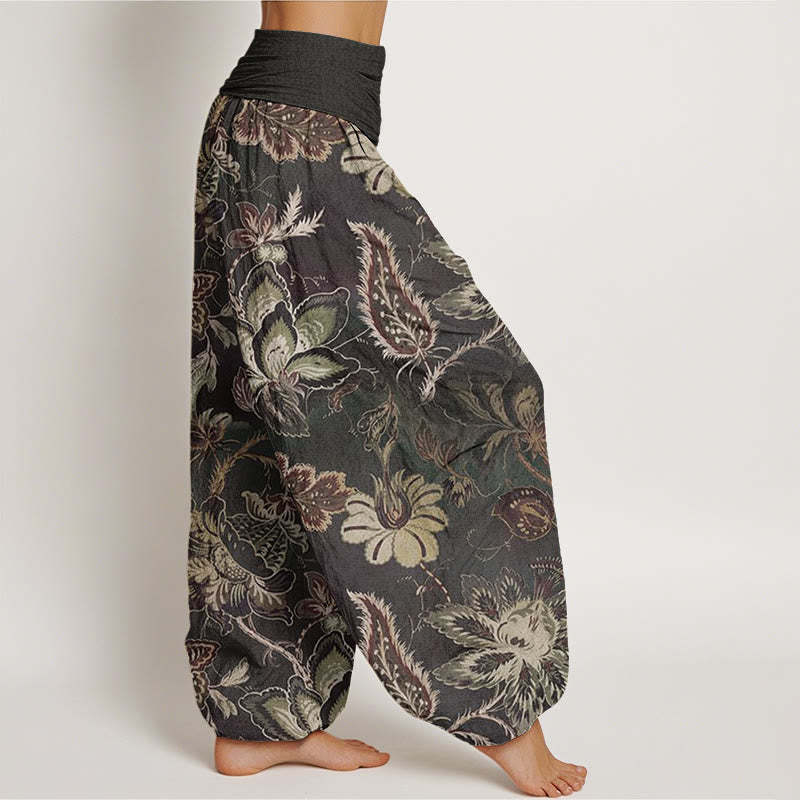 Casual Floral Leaves Women's Elastic Waist Harem Pants