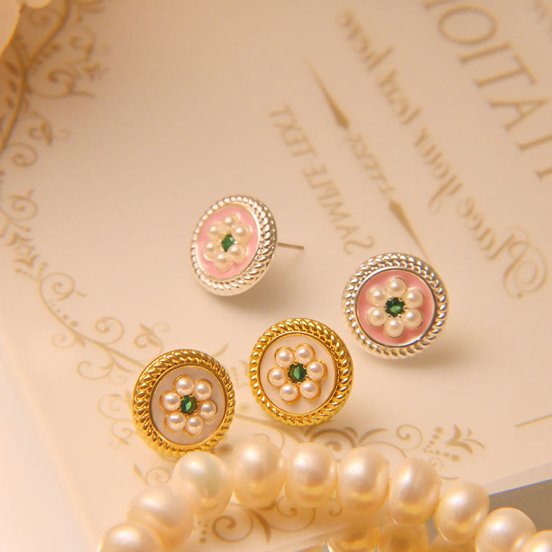 Enamel Flower Luck Earrings