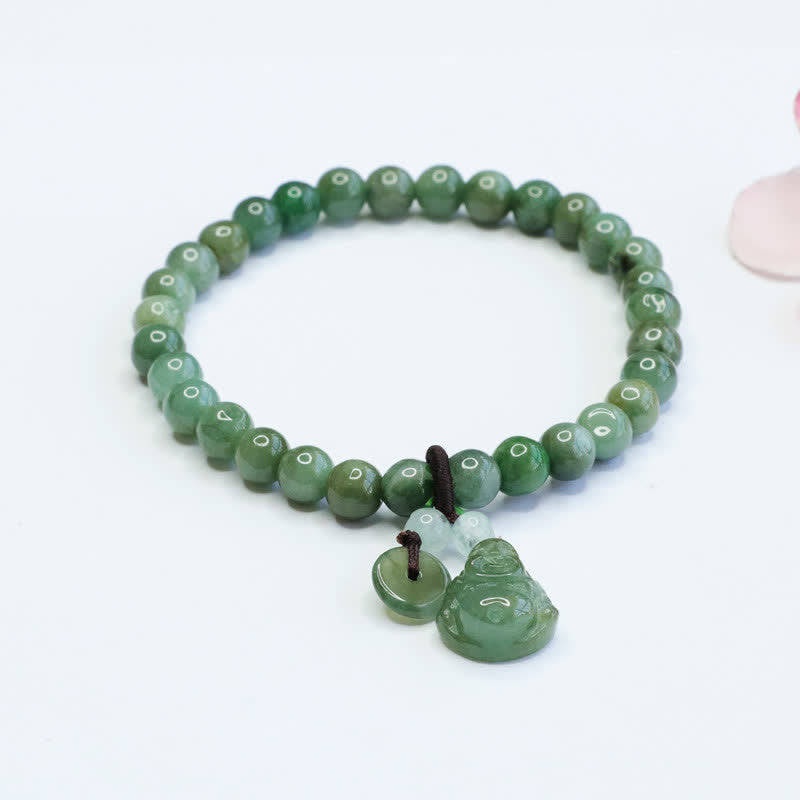 Laughing mystic zen Cyan Jade Healing Bracelet