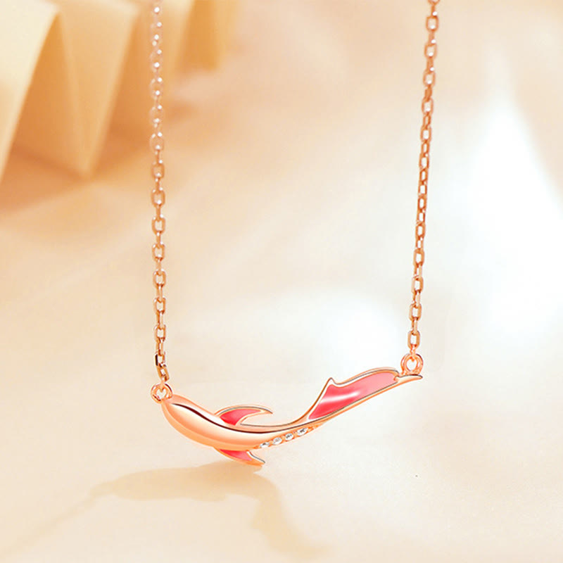925 Sterling Silver Koi Fish Luck Zircon Prosperity Necklace Pendant