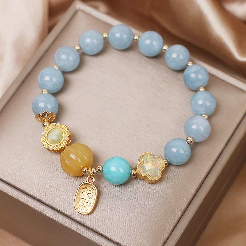 Aquamarine Pumpkin Pearl Wealth Protection Bracelet
