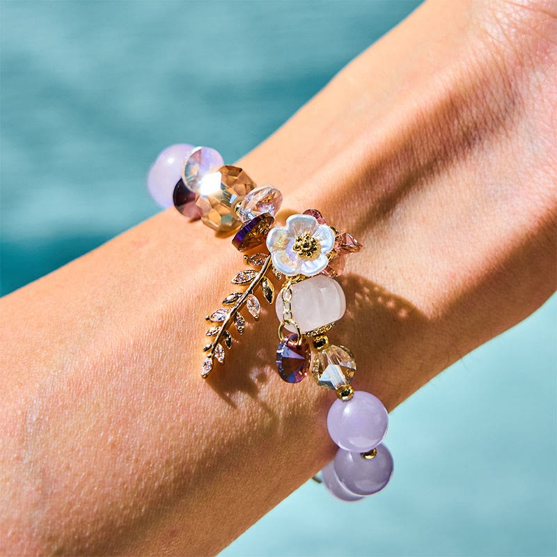 Blue Crystal Amethyst Sun Stone Green Aventurine Healing Bracelet