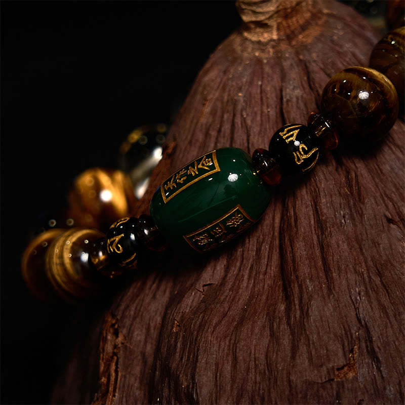 Chinese Zodiac Tiger Eye White Crystal Courage Bracelet