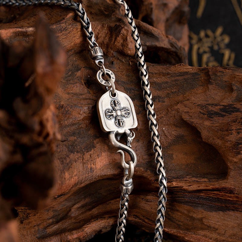 925 Sterling Silver Tibetan Garuda Bird Wisdom Metal Chain Necklace