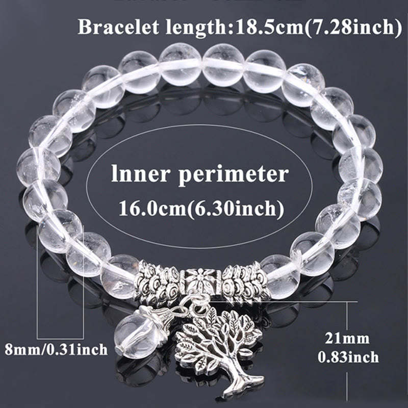 Natural Gemstone Tree of Life Lucky Charm Stretch Bracelet