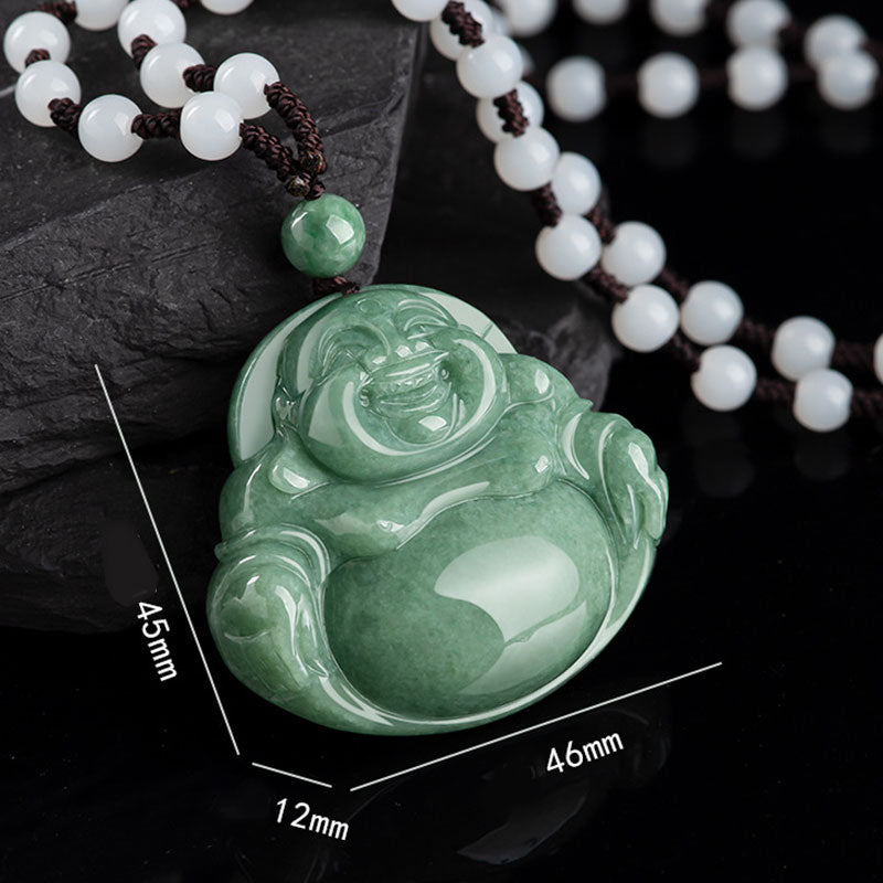Laughing mystic zen Cyan Jade Harmony Necklace String Bead Pendant