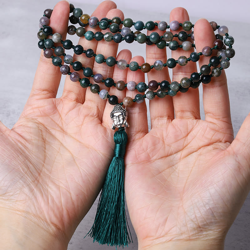 108 Mala Beads Indian Agate mystic zen Head Cleansing Bracelet