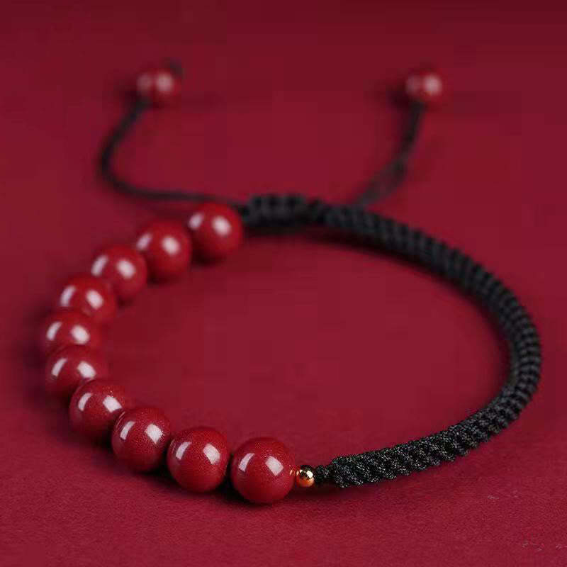 Natural Cinnabar King Kong Knot Blessing String Bracelet
