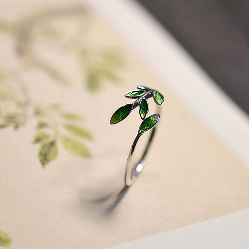 mystic zen Stone Leaves Copper Wealth Adjustable Ring