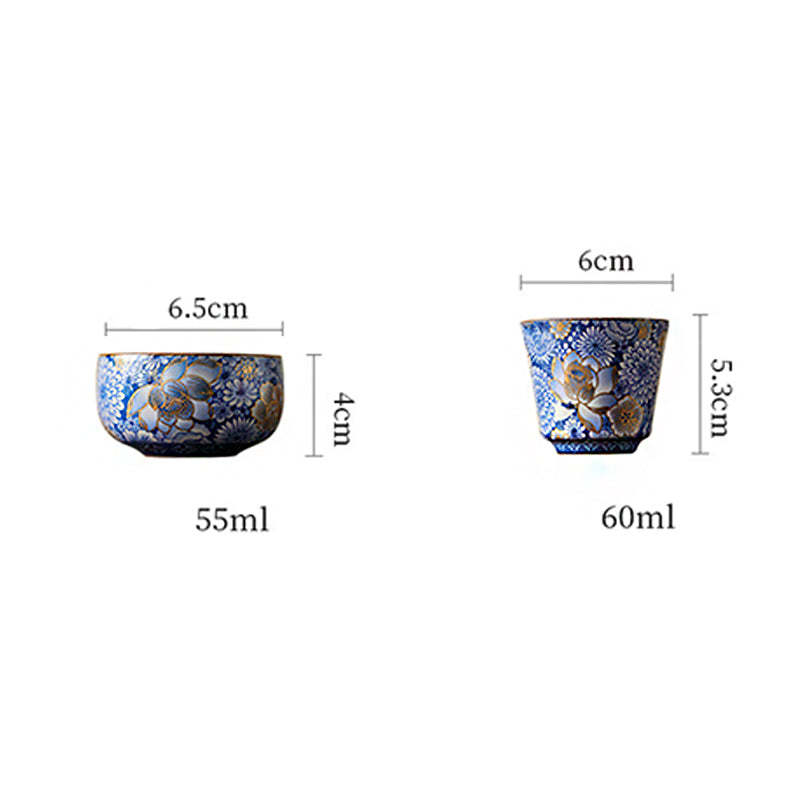 Lotus Chrysanthemum Plum Blossom Flower Teacup Kung Fu Tea Cup Teapot