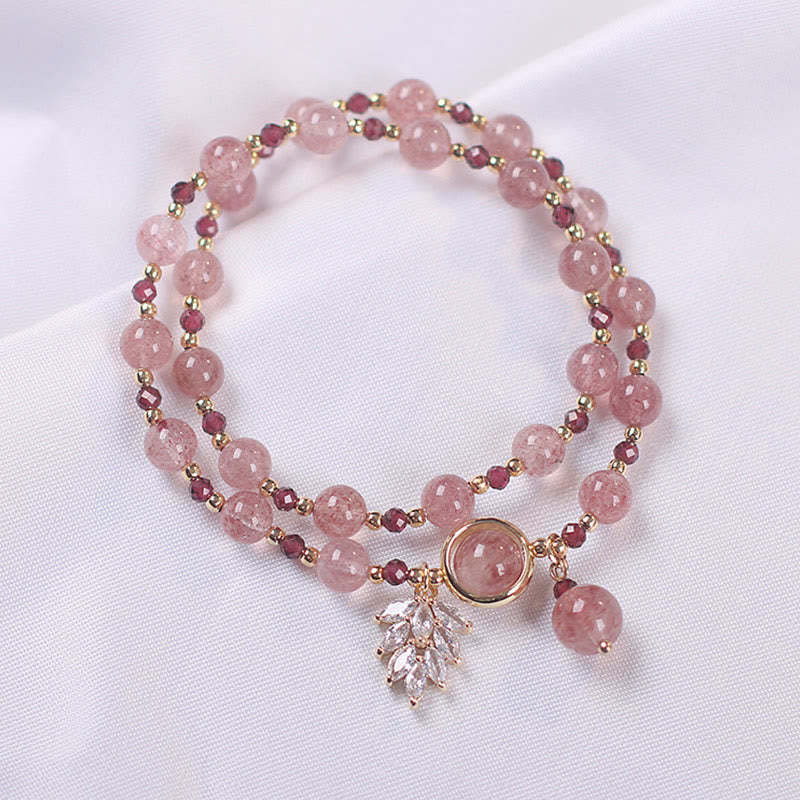 Healing of Love Strawberry Quartz Double Wrap Bracelet