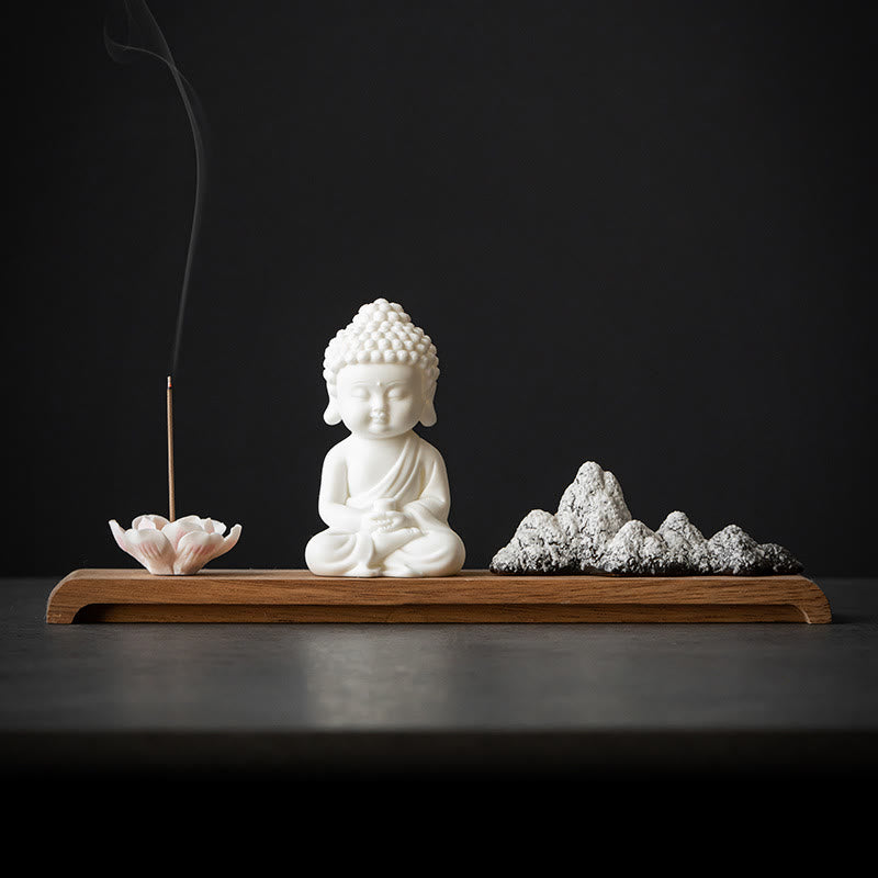 Lotus Flower Tathagata Kwan Yin Avalokitesvara Ksitigarbha Meditation Ceramic Stick Incense Burner Decoration