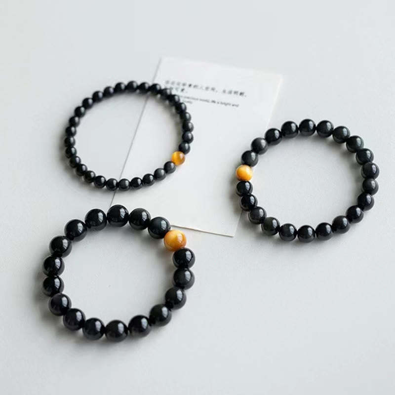 Natural Rainbow Obsidian Tiger Eye Positive Love Bracelet