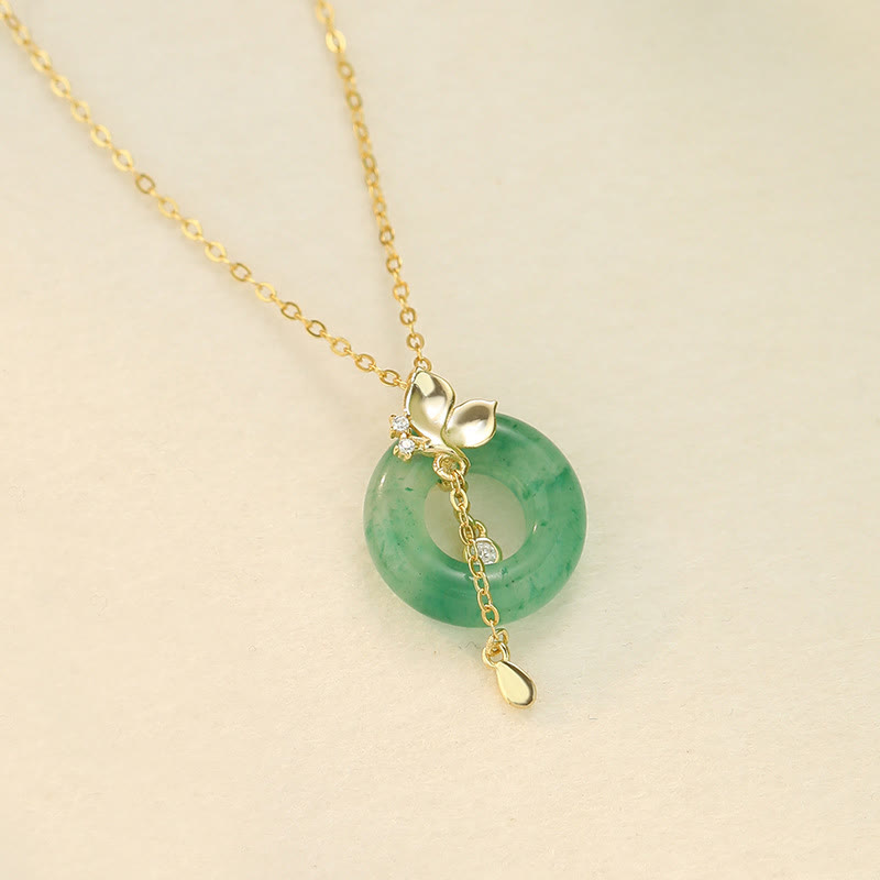 925 Sterling Silver Jade Butterfly Peace Buckle Prosperity Necklace Pendant