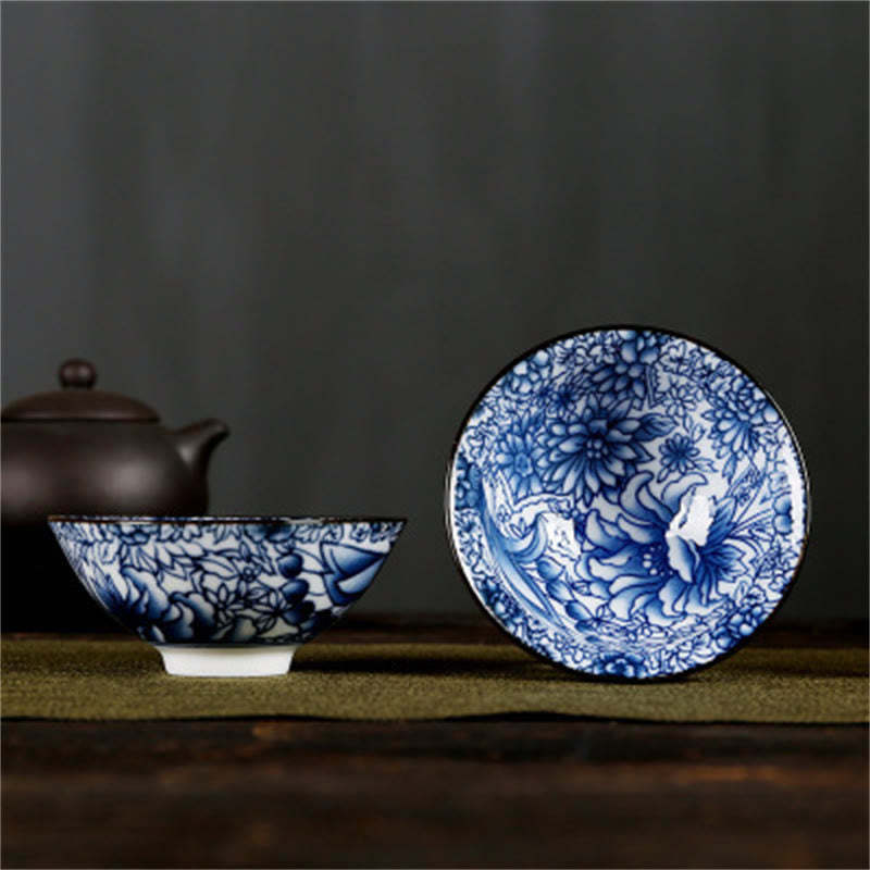 Flowers Fu Character Mountains Lotus Cherry Blossoms Ceramic Teacup Kung Fu Tea Cup