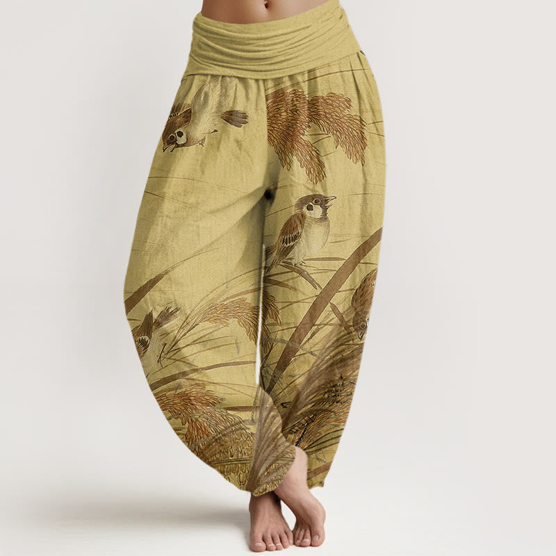 Casual Sparrow Rice Ear Women's Elastic Waist Harem Pants