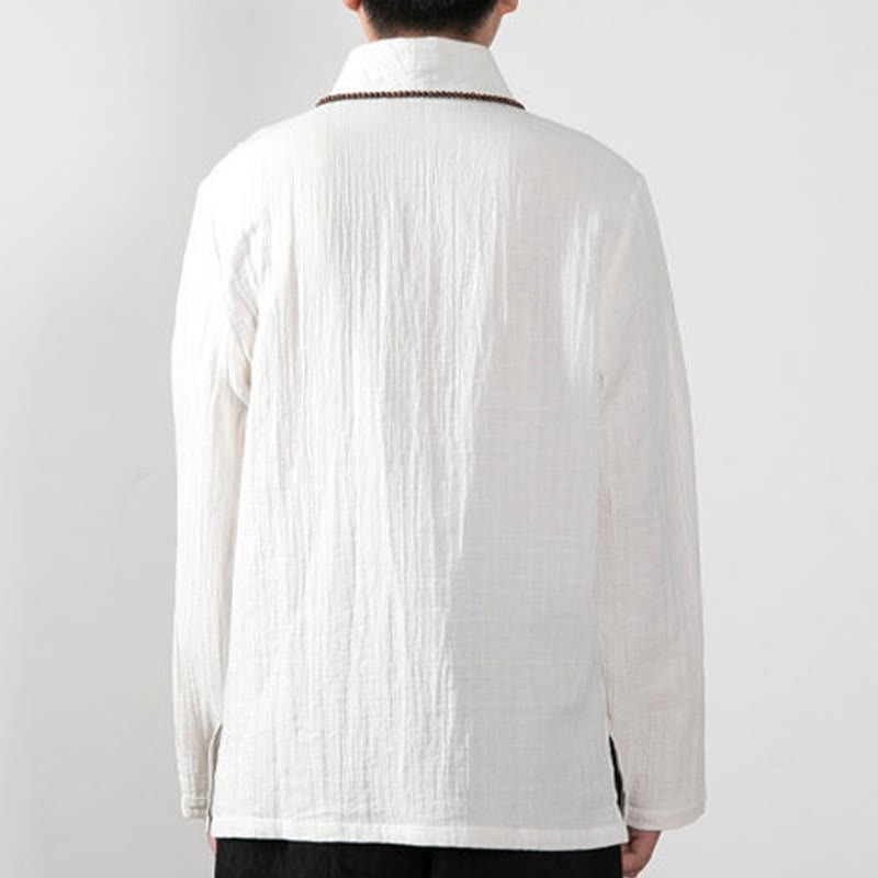 Fall Simple V-Neck Long Sleeve T-Shirt Cotton Men Clothing