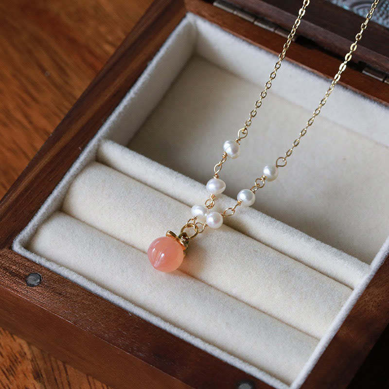 Gold-plated Copper Natural Yanyuan Agate Pearl Positive Necklace Pendant Bracelet Earrings Set