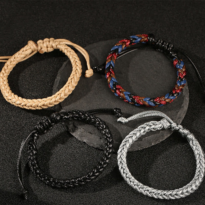 Handmade Eight Thread Peace Knot Wax Cord Rope Braided Bracelet