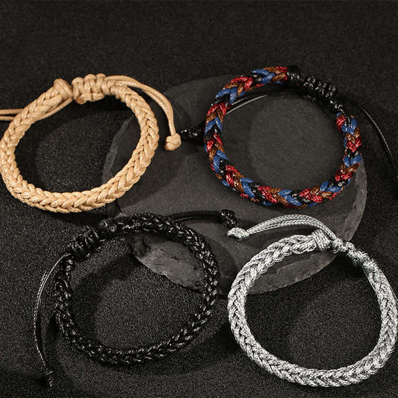 Handmade Eight Thread Peace Knot Wax Cord Rope Braided Bracelet