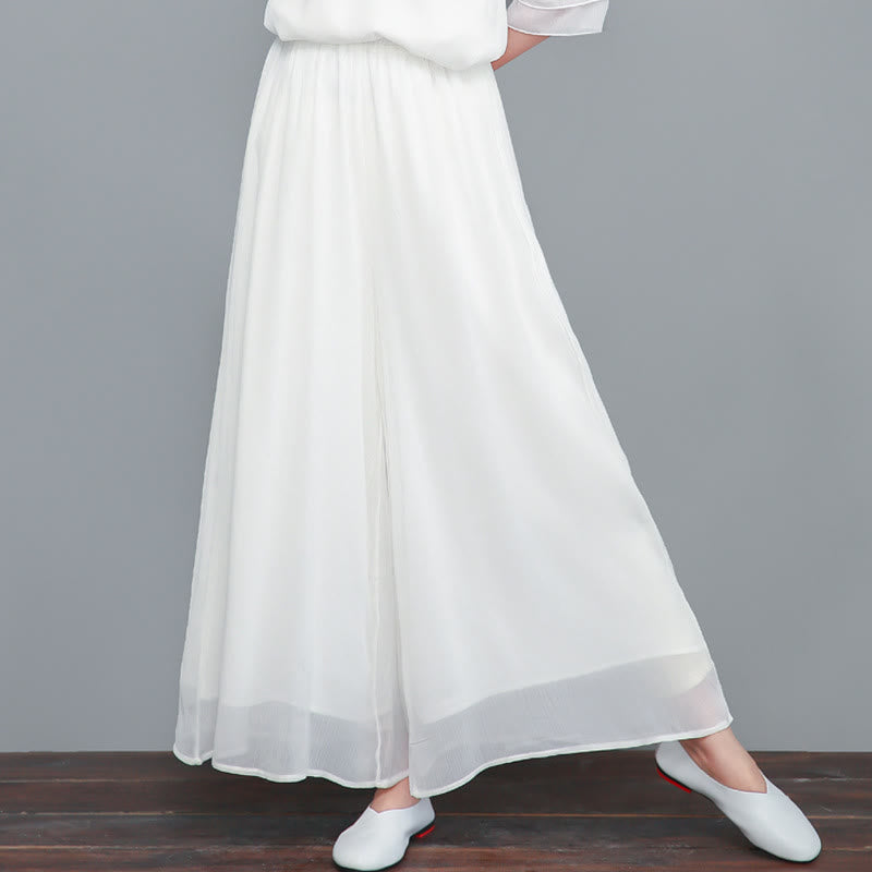 Simple Pattern Midi Dress Wide Leg Pants Meditation Spiritual Zen Practice Yoga Dance Clothing