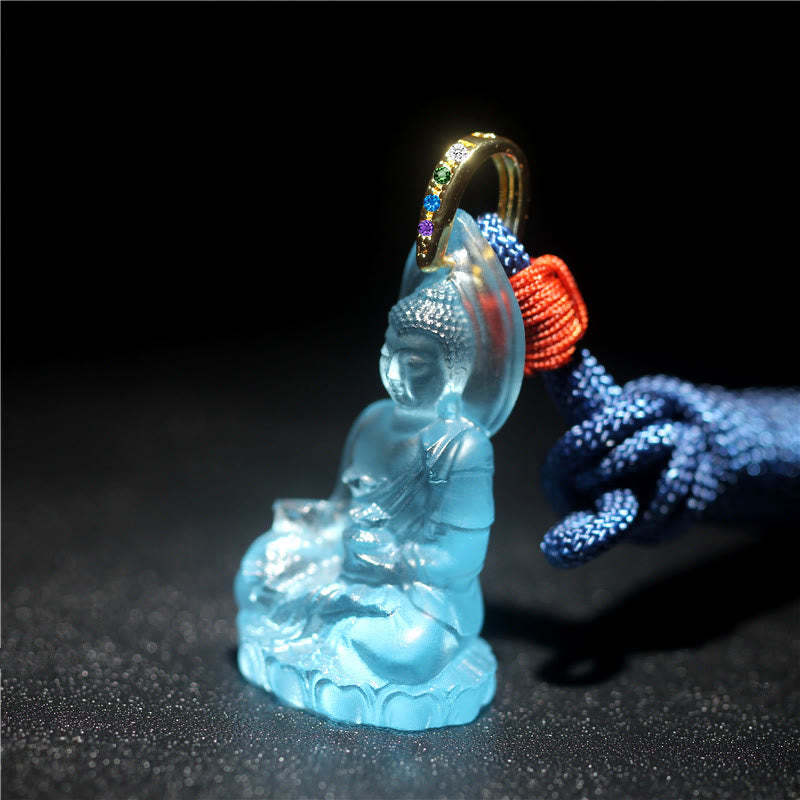 Blue Tathagata mystic zen Medicine mystic zen Liuli Crystal Serenity Amulet Necklace Pendant
