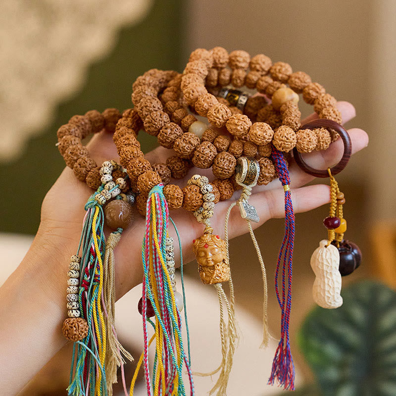 Tibet Rudraksha Bodhi Seed Amulet Wealth Luck Bracelet