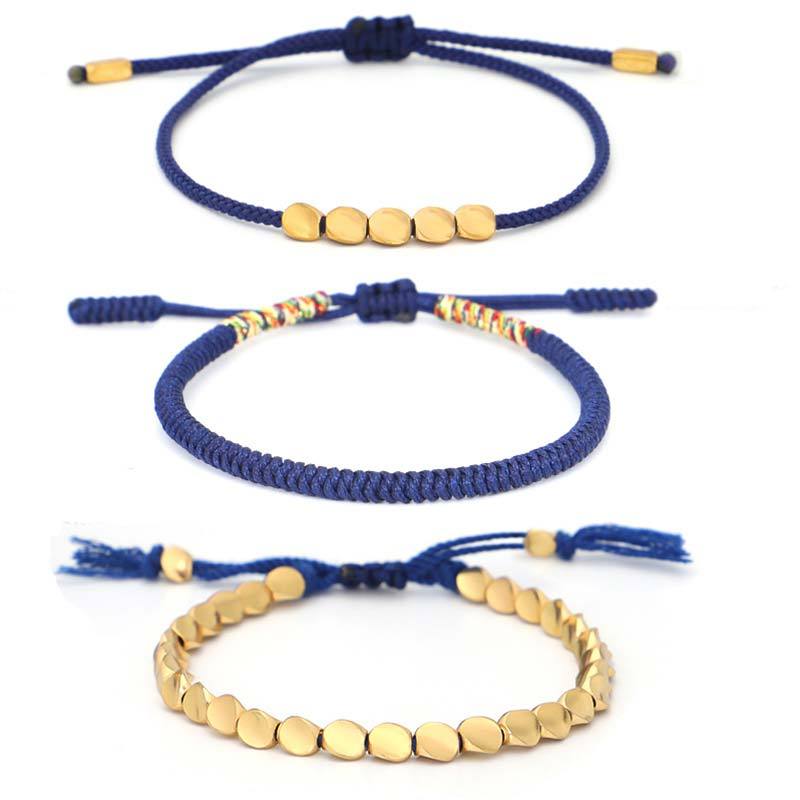 3 PCS Tibetan Copper Beads Healing Protection Luck Bracelet Set
