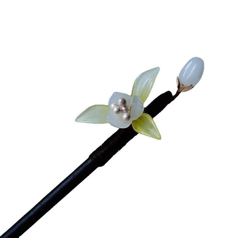 Pearl Flower Leaf Butterfly Happiness Hairpin