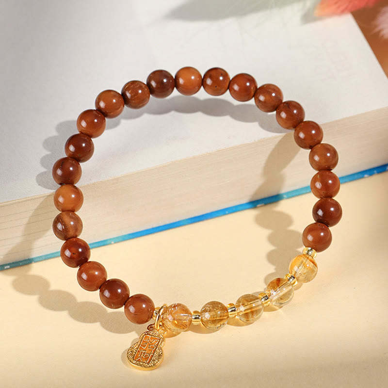 Green Phantom Citrine Rutilated Quartz Super Seven Crystal Confidence Bracelet