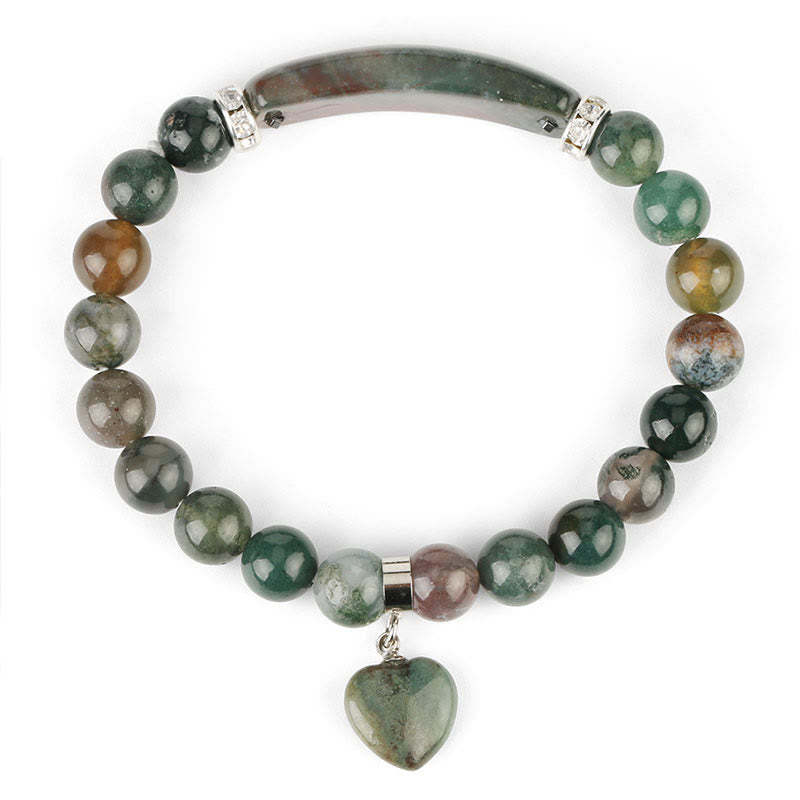 Natural Quartz Love Heart Healing Beads Bracelet